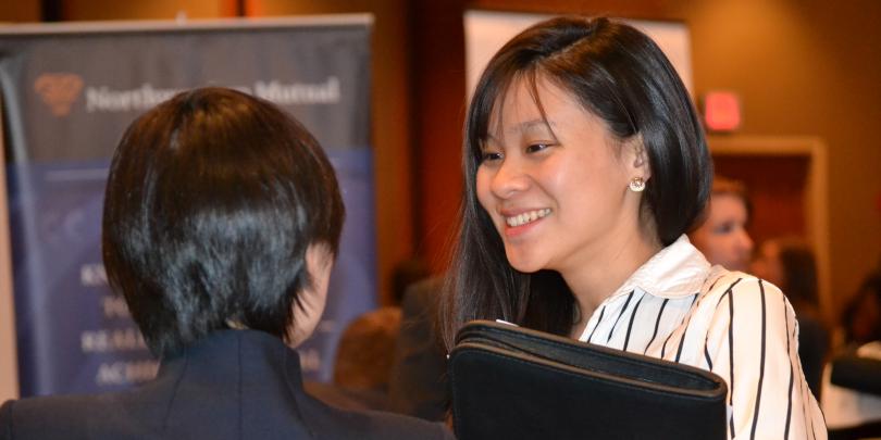 Student at a career fair
