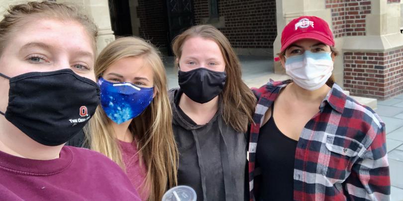 MHRM Students outside of Pomerene Hall before Class
