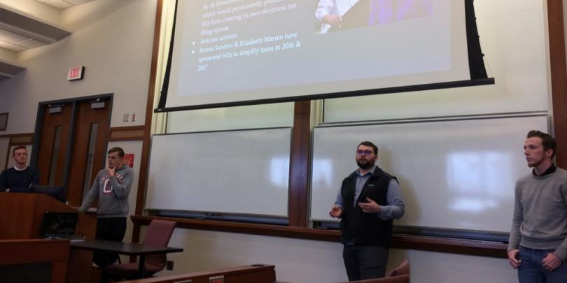 students giving presentation