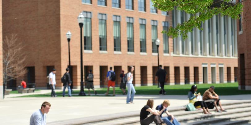 Students on steps at Fisher