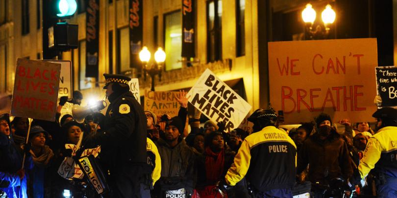 black lives matter protest in chicago, illinois.