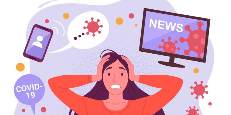Illustration of a woman looking panicked