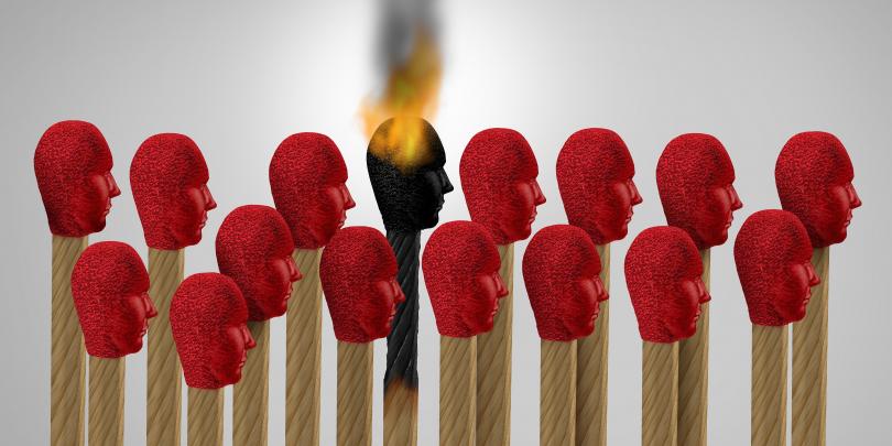 group of matches with one that is burned