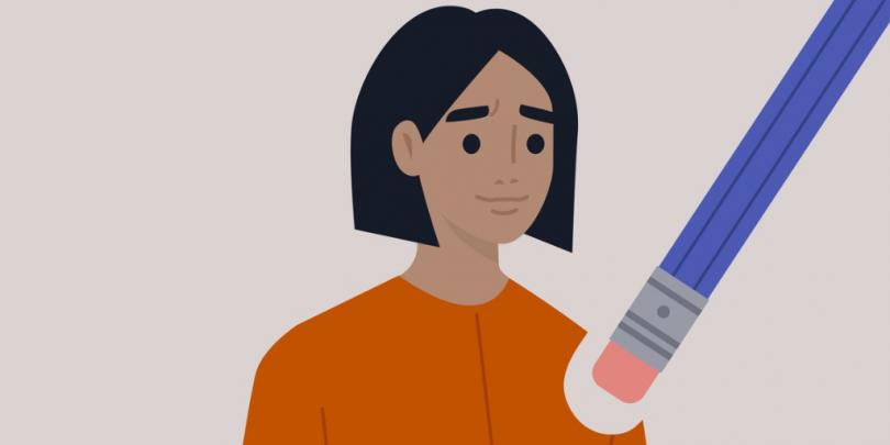 Illustration of a woman being erased