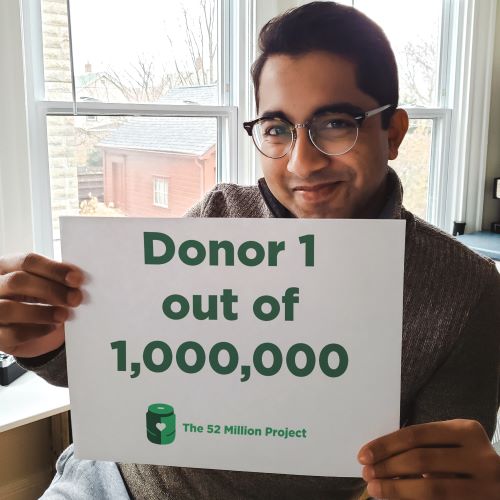 Imran as the first donor to The 52 Million Project