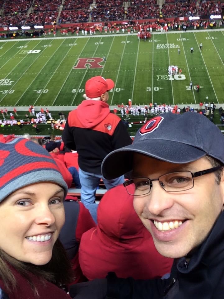 Dawn Lyons and her husband at Ohio State vs. Rutgers football game