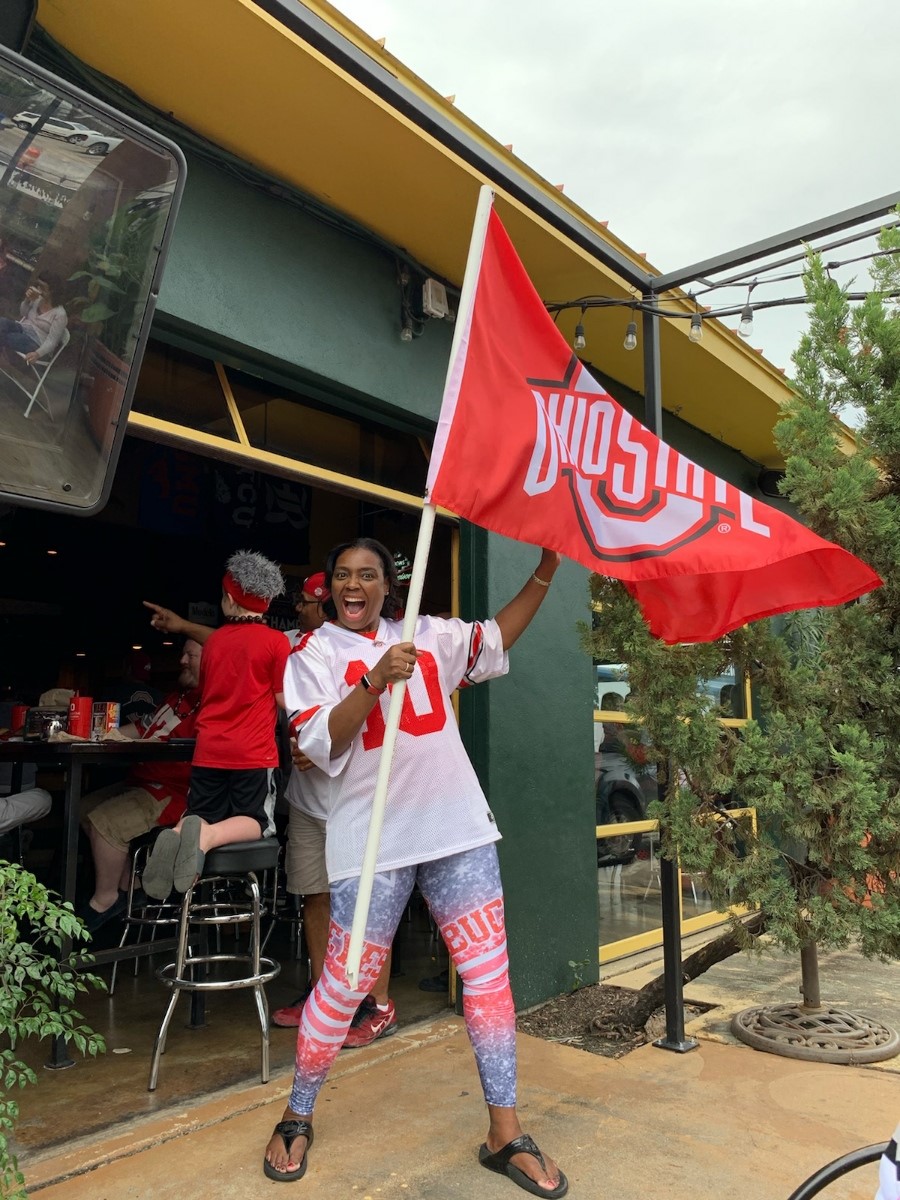 Terina Matthews-Davis showing her Ohio State pride.