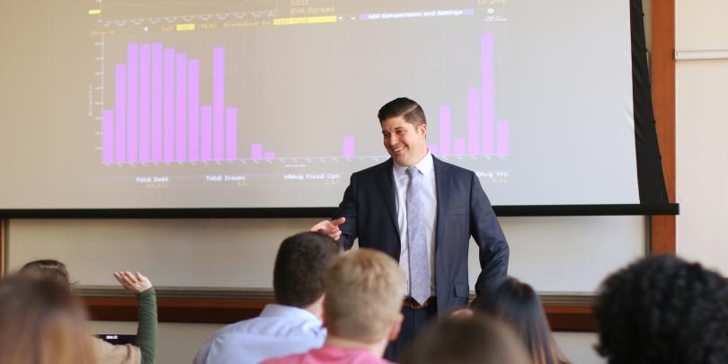 Matt Sheridan in a finance class