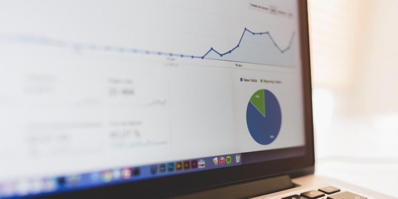 Stock image of computer showing growth