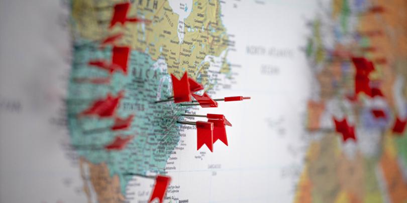 Map with flag pins