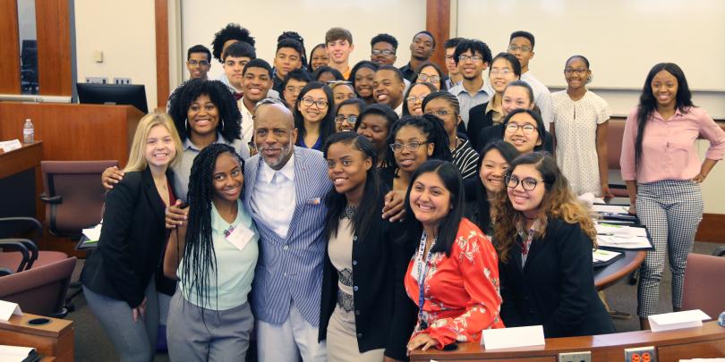 Douglas Burnett with students