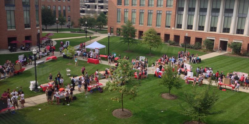 Students on Fisher Quad